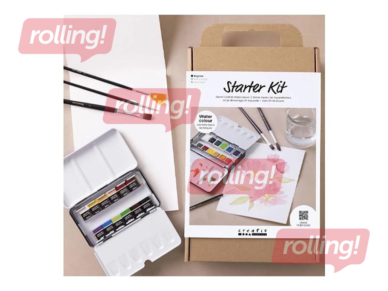 Akvareļkrāsas Creativ Company, metāla kastītē, komplekts, 12 krāsas