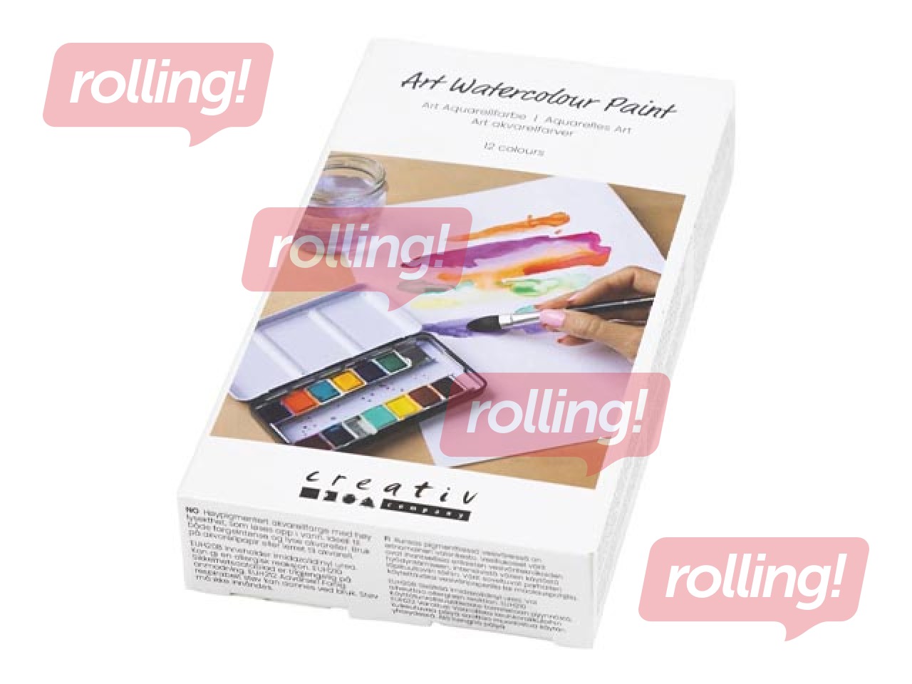 Akvareļkrāsas Creativ Company, metāla kastītē, 12 krāsas