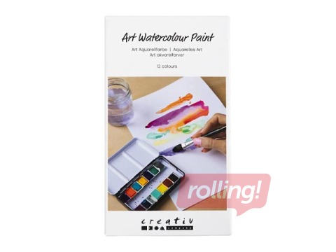 Watercolour paints Creativ Company, metal box, 12 colours
