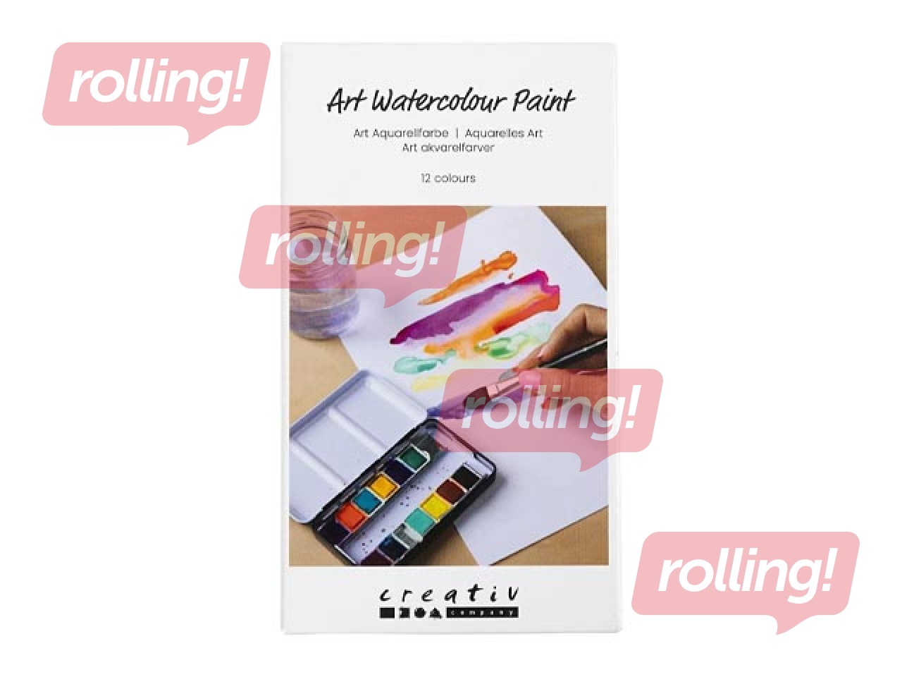 Watercolour paints Creativ Company, metal box, 12 colours
