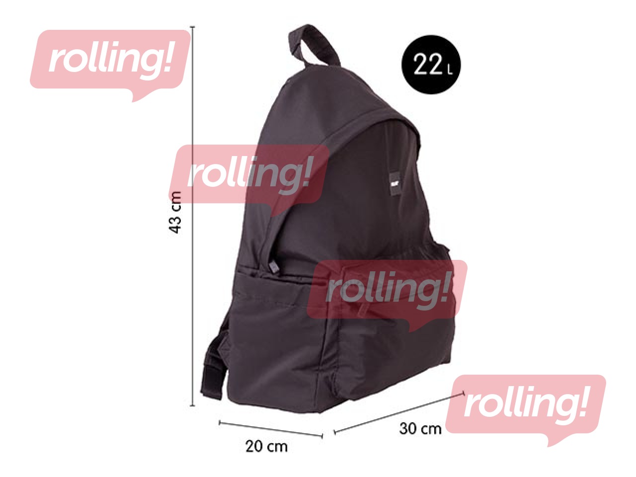 Mugursoma Milan (22L) Shadow, melna 