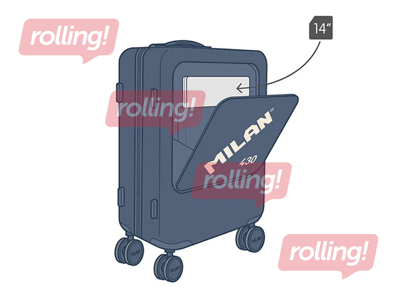 Koferis rokas bagāžai Milan, zils, 55x40x23cm