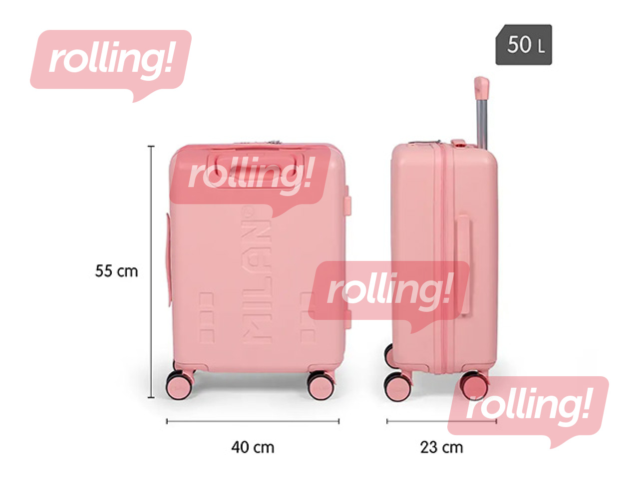 Carry-on suitcase Milan, pink, 55x40x23cm