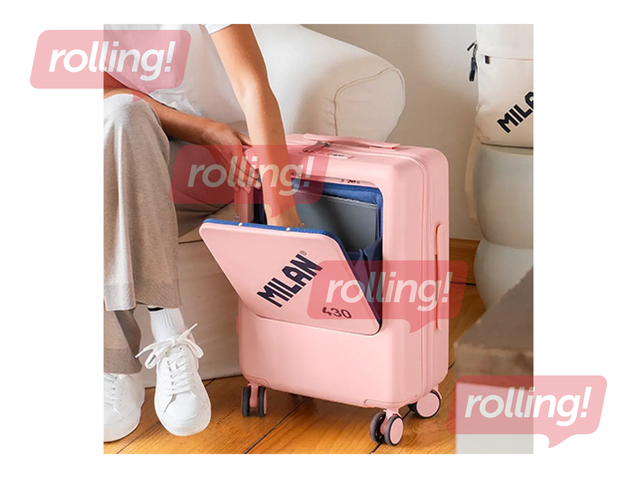 Carry-on suitcase Milan, pink, 55x40x23cm