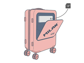 Carry-on suitcase Milan, pink, 55x40x23cm