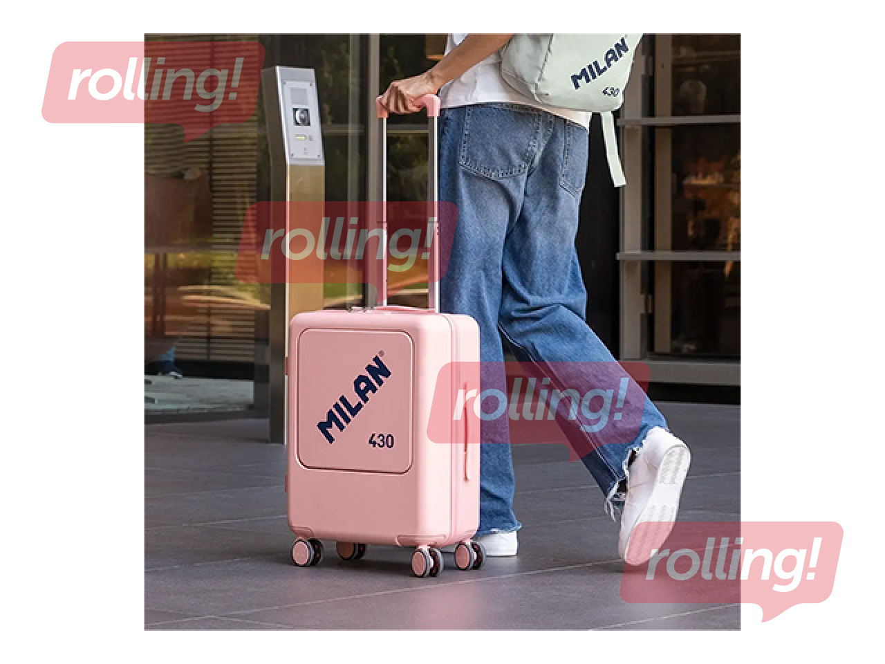 Koferis rokas bagāžai Milan, rozā, 55x40x23cm