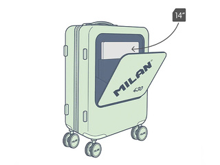 Koferis rokas bagāžai Milan, zaļš, 55x40x23cm