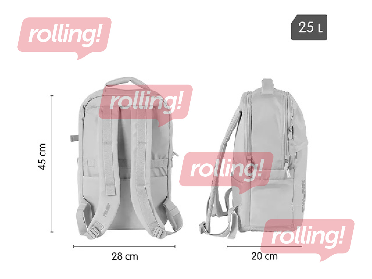 Backpack Milan, Shadow, grey, 25l