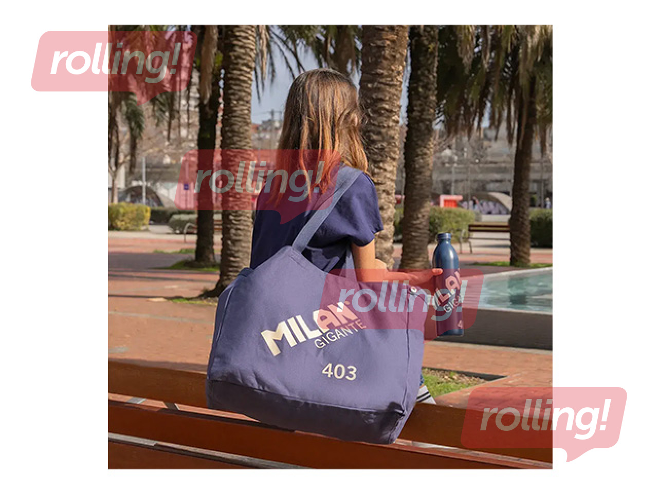 Large tote bag Milan, Gigante, blue