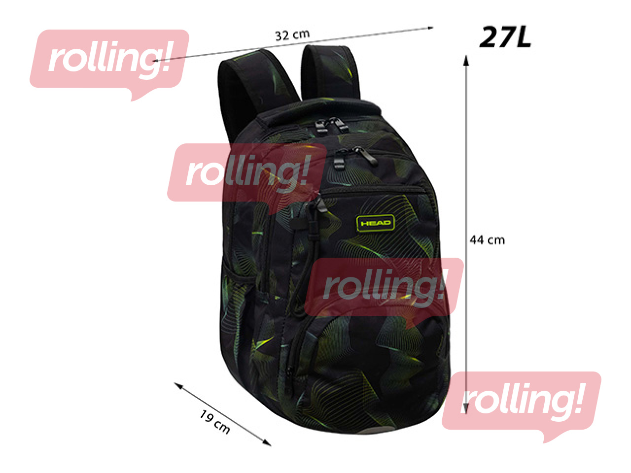 Mugursoma Head Green Wave, 25 L