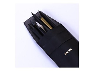 Pencil case, artificial leather, black