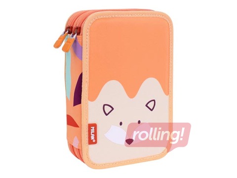 Filled double decker pencil case Milan Fun Animals, orange