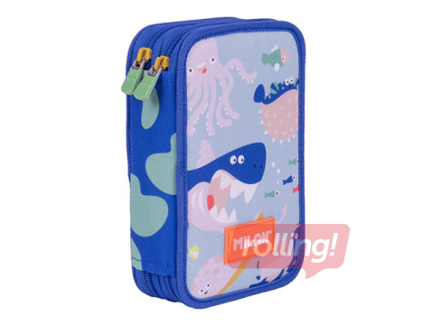 Pencil case Milan, Blue Odyssey, two-compartment, with accessories