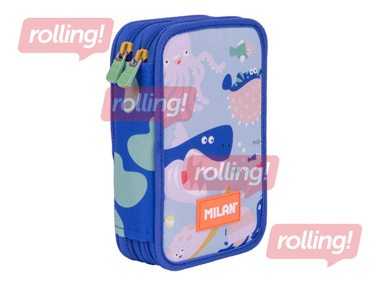 Pencil case Milan, Blue Odyssey, two-compartment, with accessories
