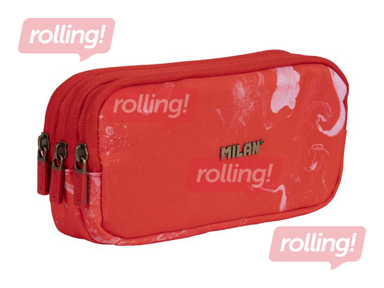 Pecil case Milan Lava, 3-zip, red