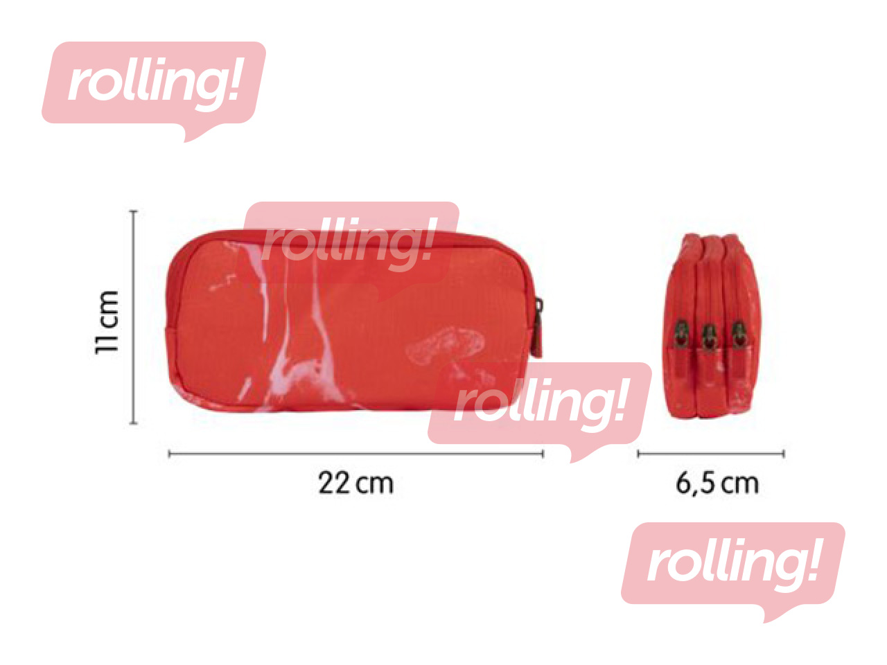 Pecil case Milan Lava, 3-zip, red