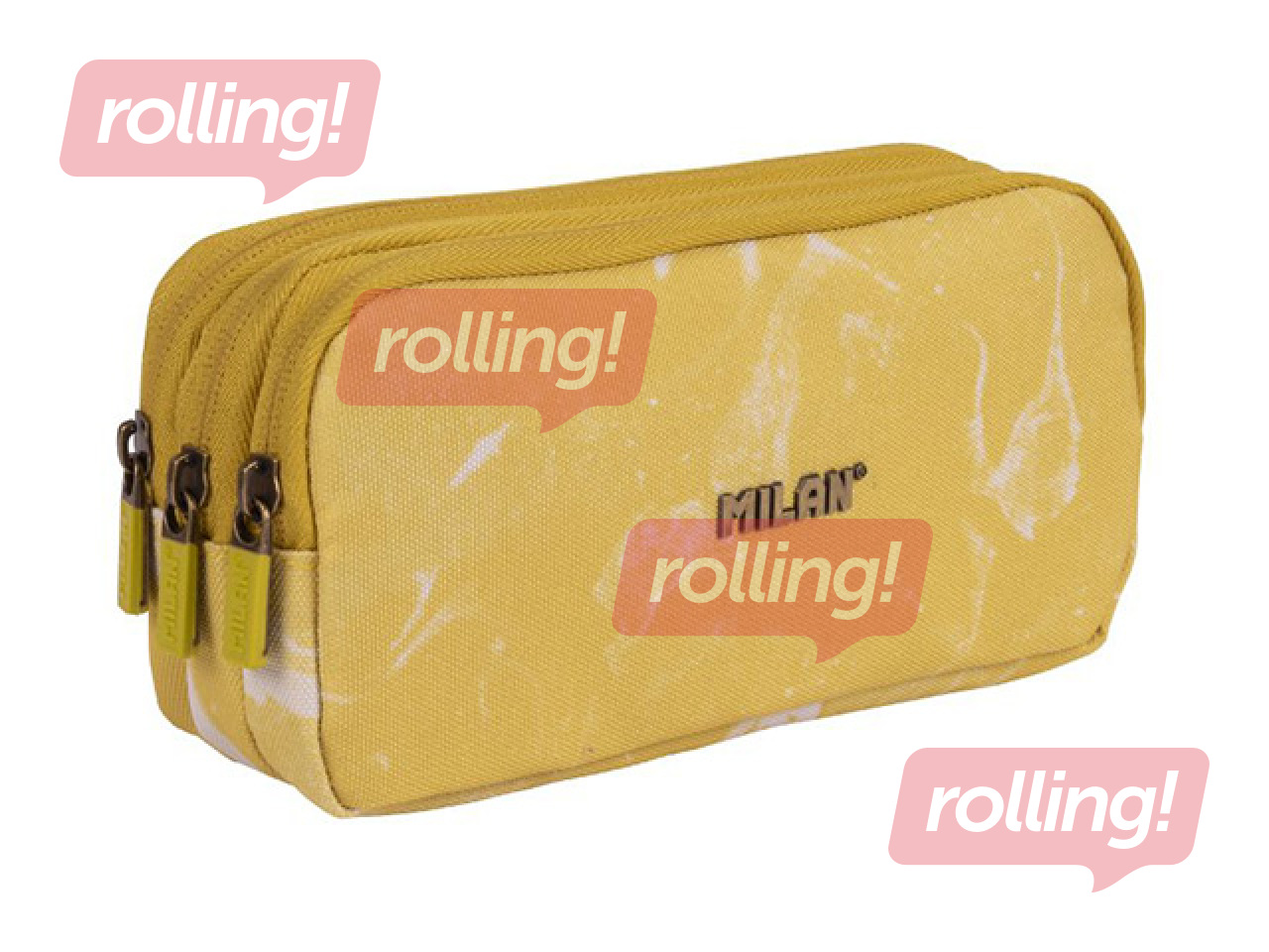 Pecil case Milan Lava, 3-zip, yellow