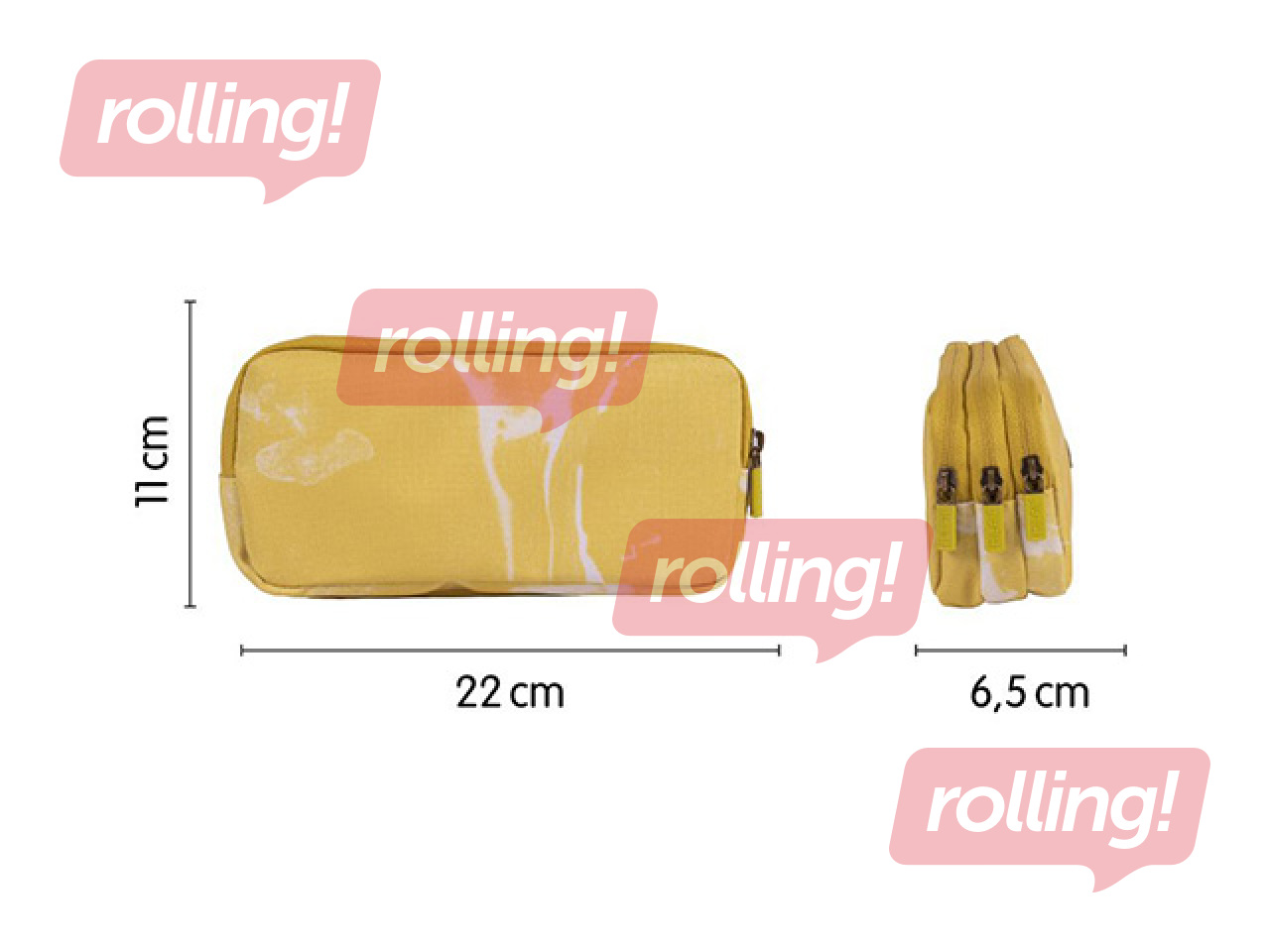 Pecil case Milan Lava, 3-zip, yellow