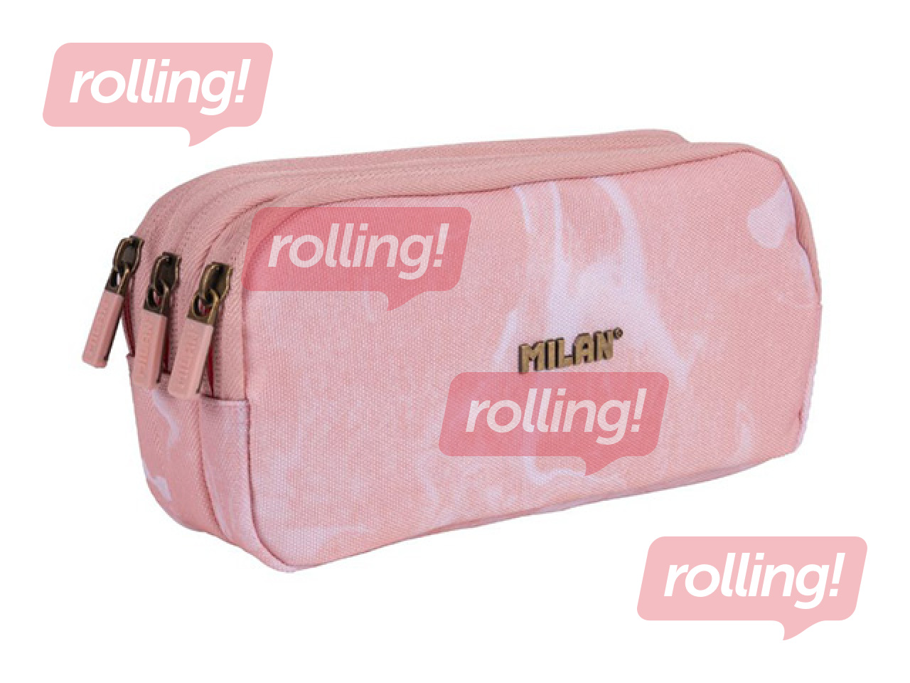 Pecil case Milan Lava, 3-zip, pink