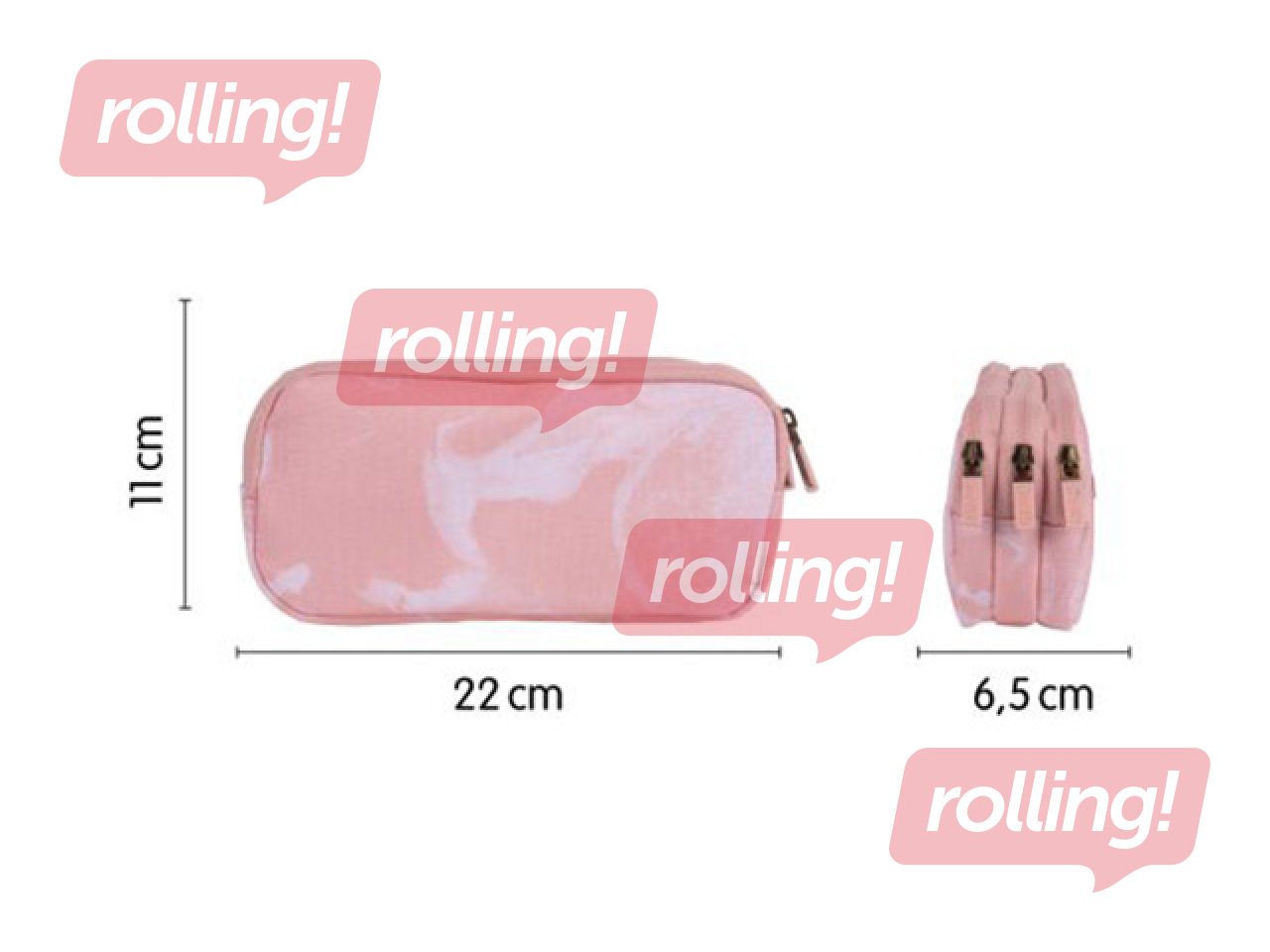 Pecil case Milan Lava, 3-zip, pink