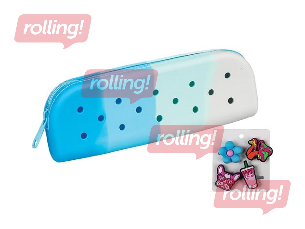 Pencil case Charm, silicone, blue