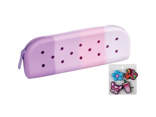 Pencil case Charm, silicone, purple