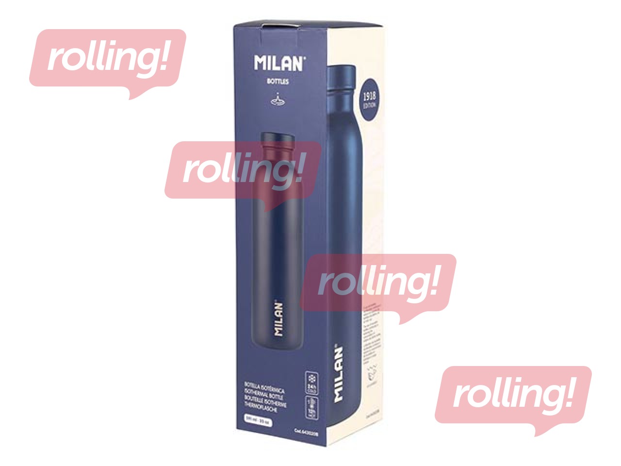 Ūdens pudele Milan 591ml, nerūsējošā tērauda, tumši zilā krāsā