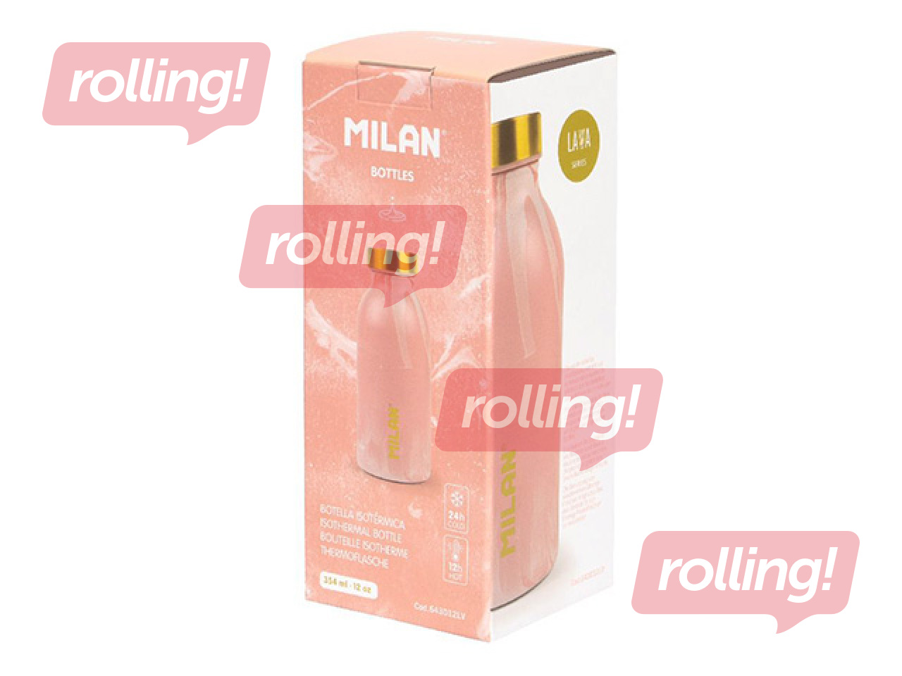 Ūdens pudele Milan, Lava, nerūsējošais tērauds, rozā, 350ml