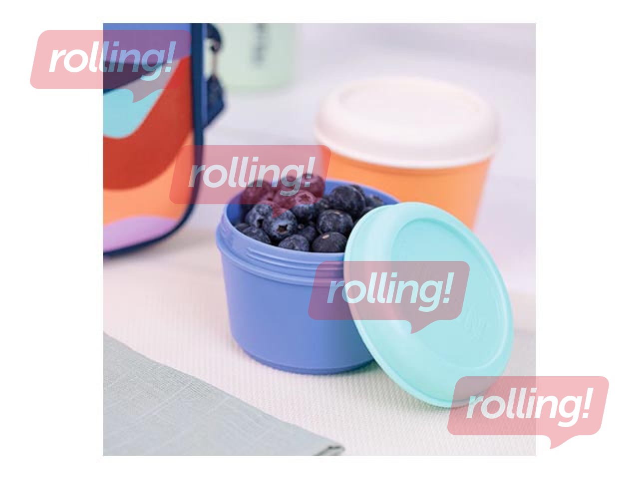 Pusdienu kastīte Milan The Fun 0,25l, apaļa, hermētiska, zilā krāsā
