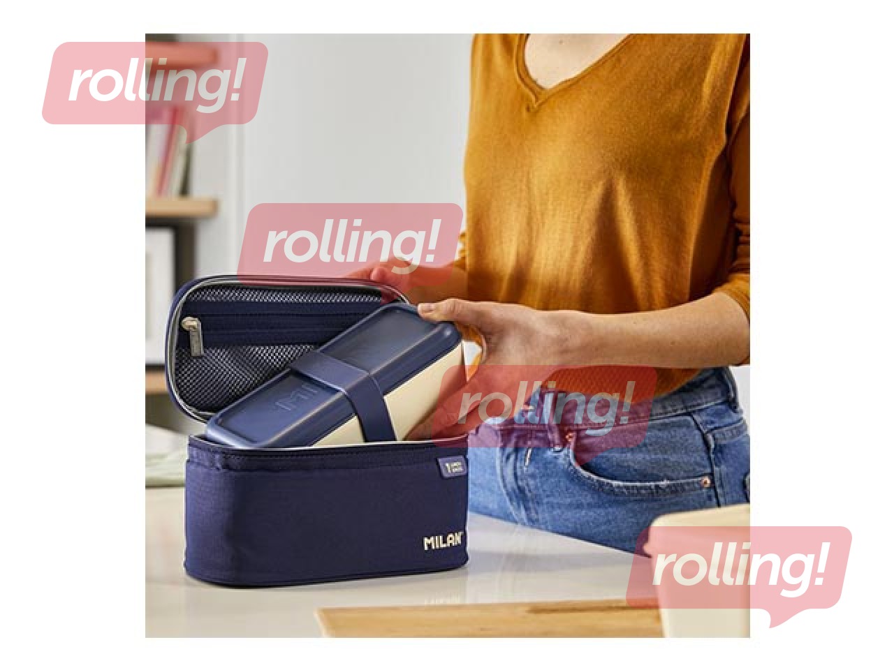 Izotermiska soma Milan 1918 ar pusdienu kastīti, 1.5l, tumši zila