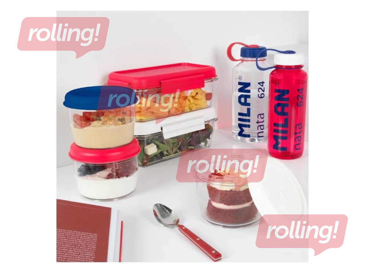 Контейнер для еды Milan, Nata, прямоугольный, прозрачный с белой крышкой, 1.2л