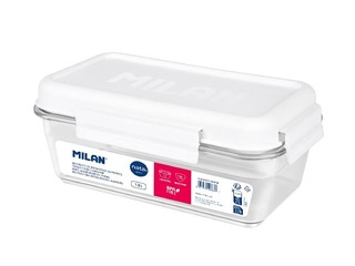 Lunch box Milan, Nata, rectangular, transparent with white lid, 1.2l