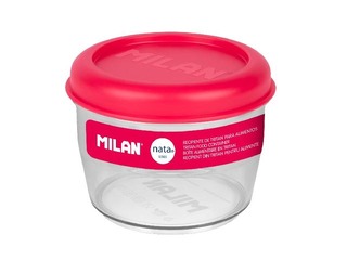 Lunch box Milan, Nata, round, hermetic, transparent with pink lid, 0.5l