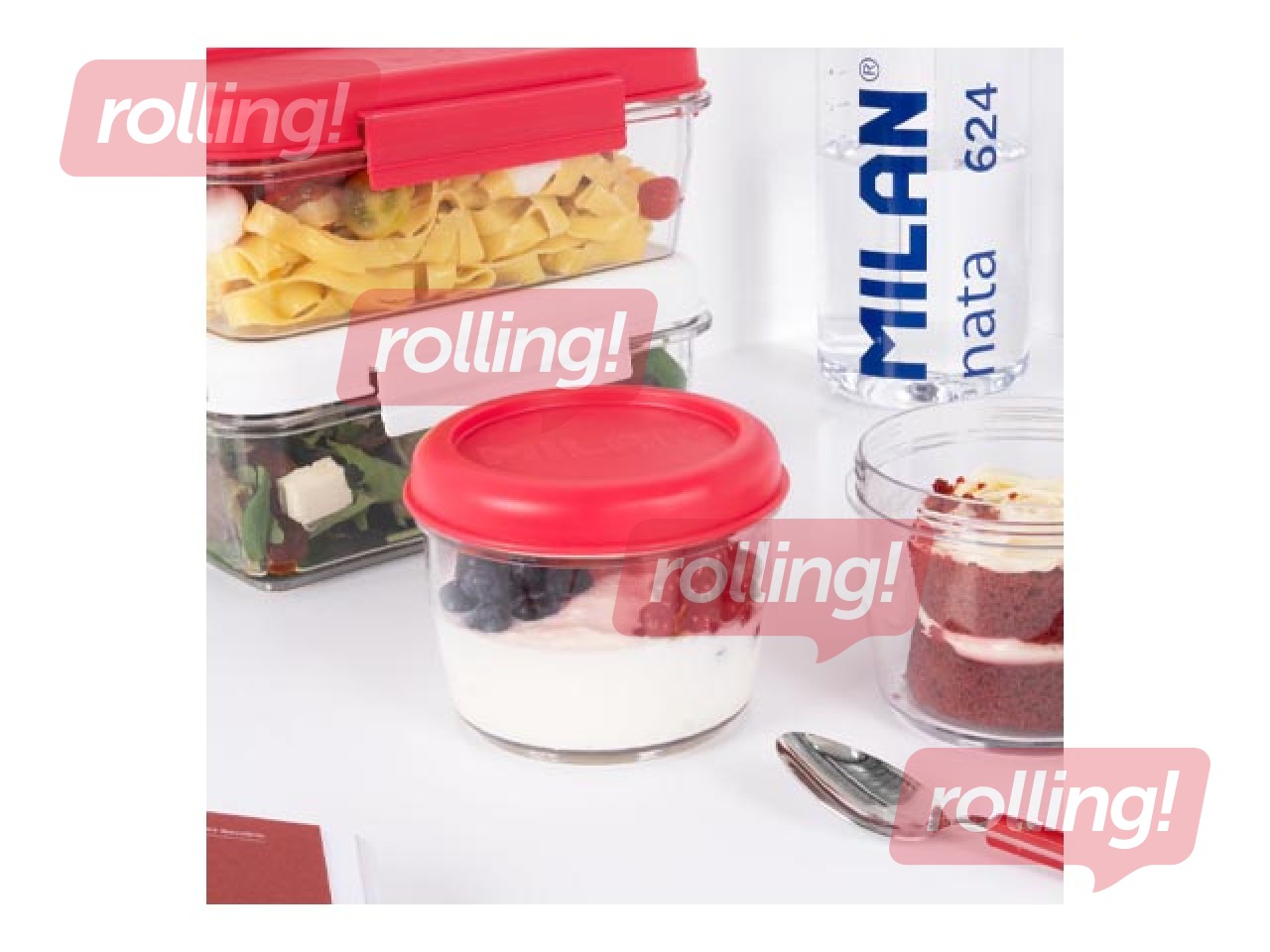 Pusdienu kaste Milan, Nata, apaļa, hermētiska, caurspīdīga ar rozā vāku, 0.5l