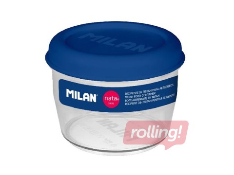 Контейнер для еды Milan, Nata, круглый, герметичный, прозрачный с синей крышкой, 0.5l