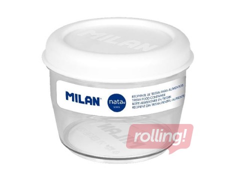 Контейнер для еды Milan, Nata, круглый, герметичный, прозрачный с белой крышкой, 0.5l