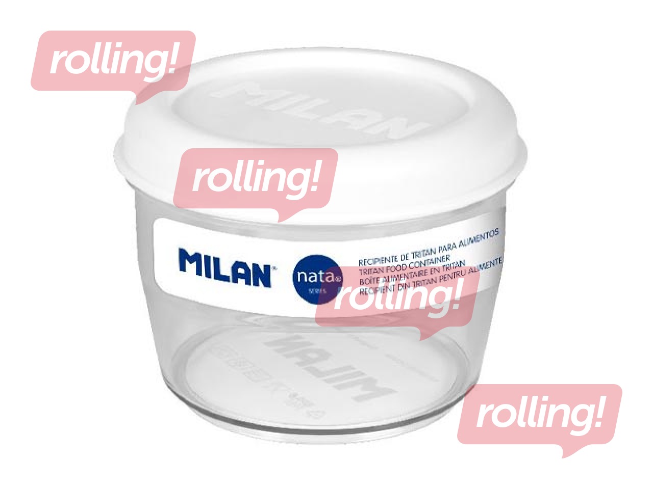 Контейнер для еды Milan, Nata, круглый, герметичный, прозрачный с белой крышкой, 0.5l