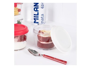 Контейнер для еды Milan, Nata, круглый, герметичный, прозрачный с белой крышкой, 0.5l