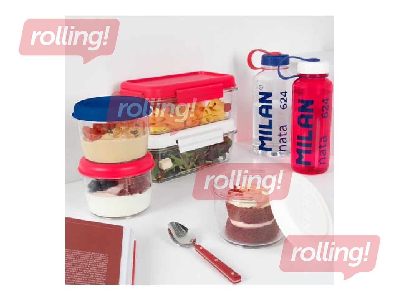 Контейнер для еды Milan, Nata, круглый, герметичный, прозрачный с белой крышкой, 0.5l