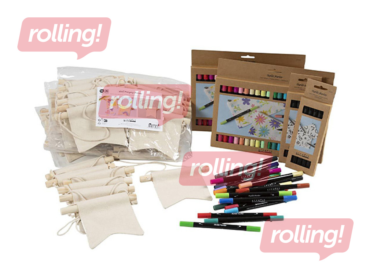 Piekaramo karodziņu un tekstila marķieru komplekts