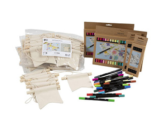 Set of hanging flags and textile markers