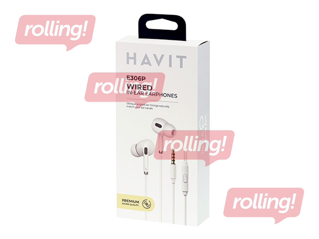 Austiņas ar mikrofonu HAVIT E306, baltas