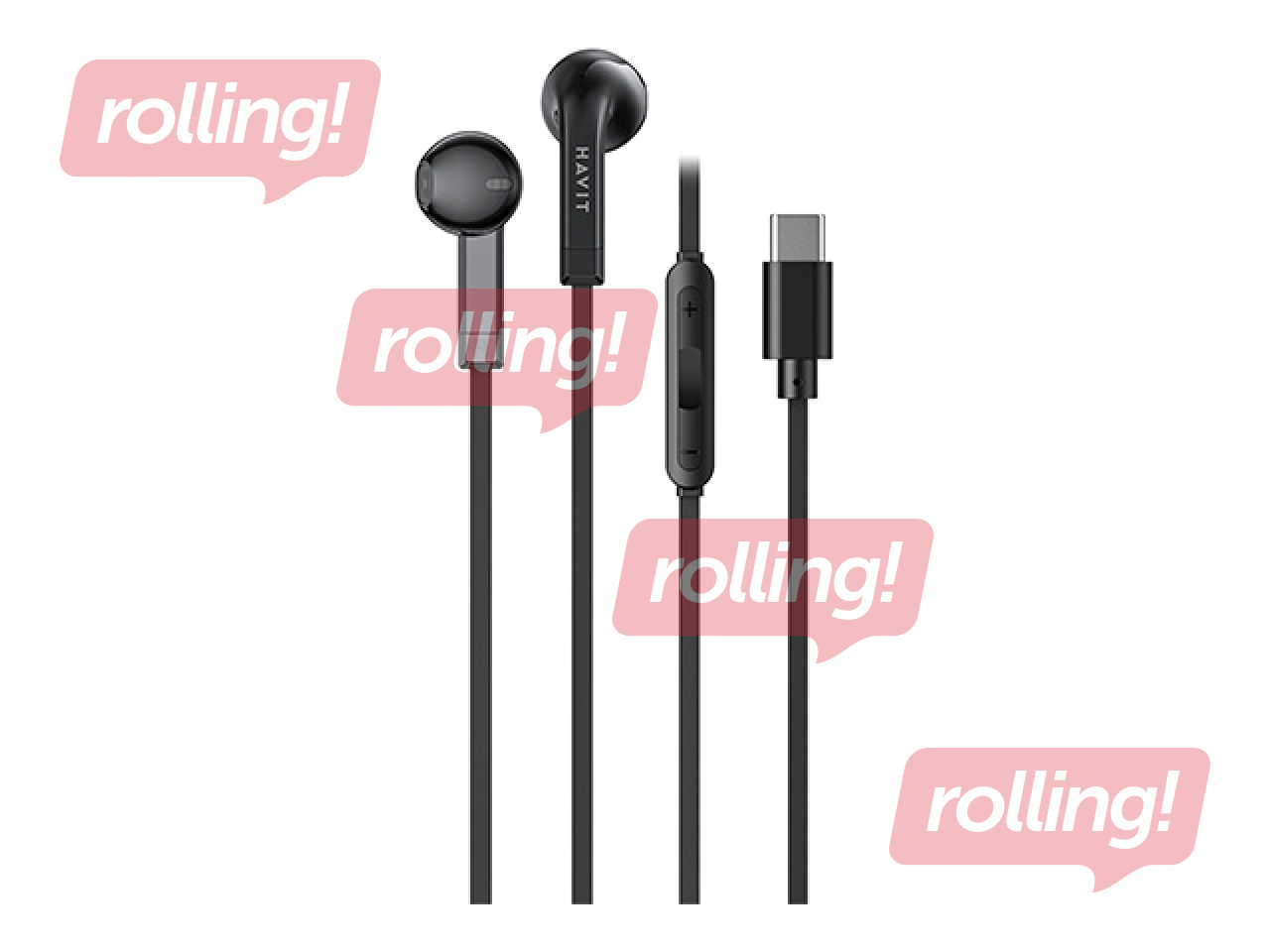 Austiņas ar mikrofonu HAVIT E336, Type-C, melnas