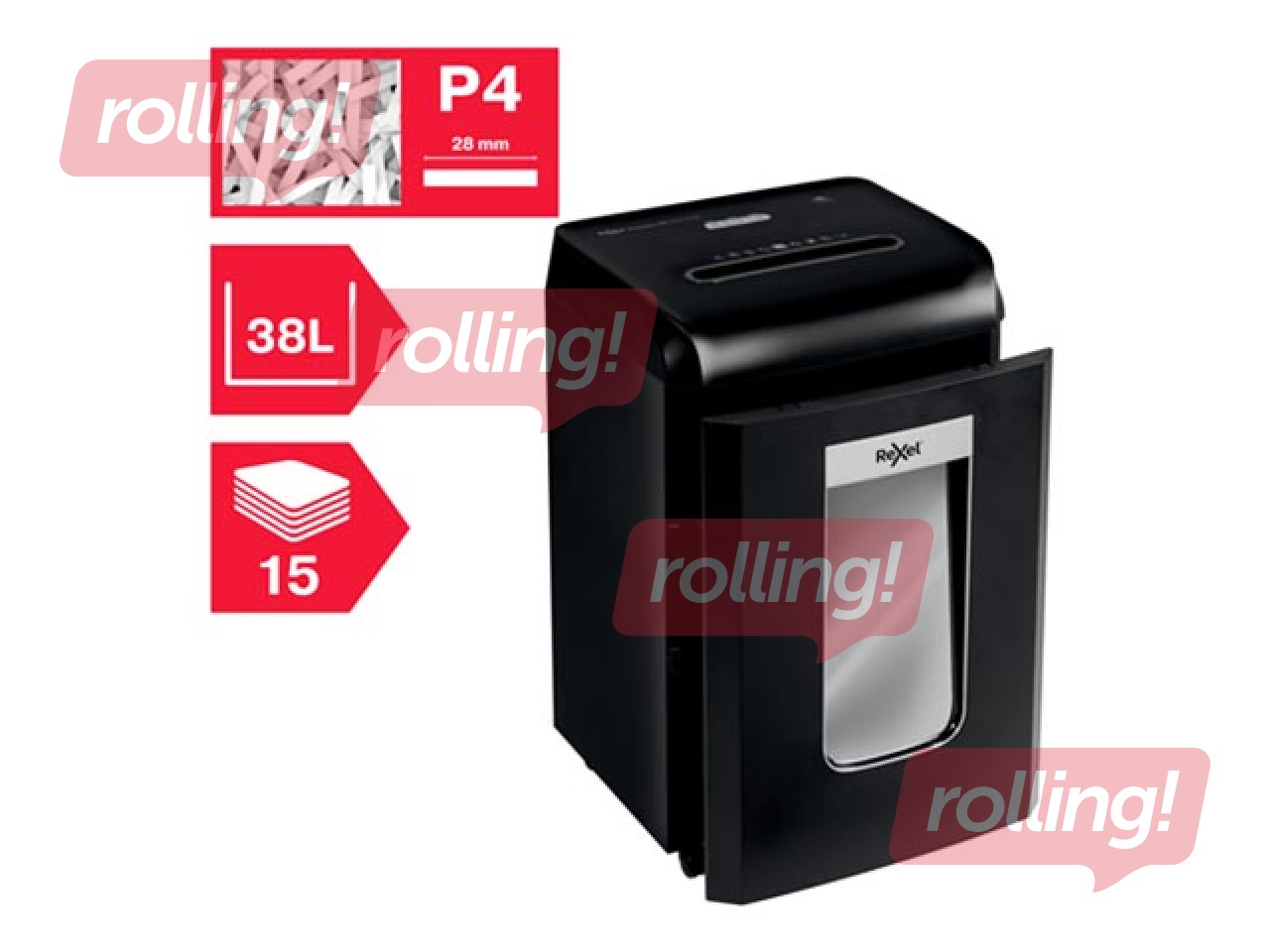Shredder Rexel ProMax QS RSX1538, 4x40mm, P4 + GIFT! Buy paper shredder and receive a gift!