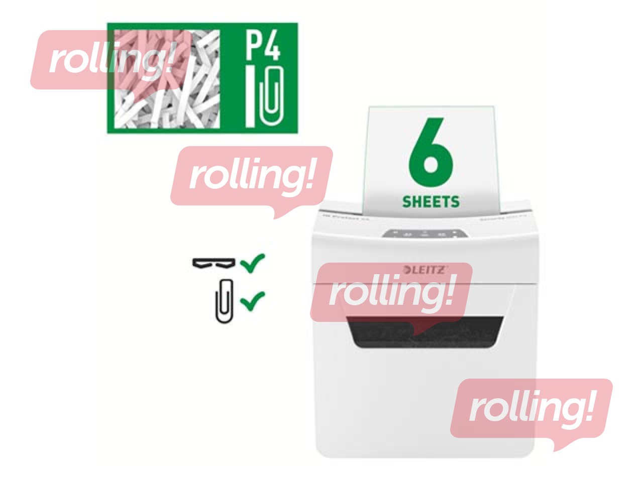 Dokumentu smalcinātājs Leitz IQ Protect Premium Paper Shredder 6X, P4 + DĀVANA! Pērc papīr