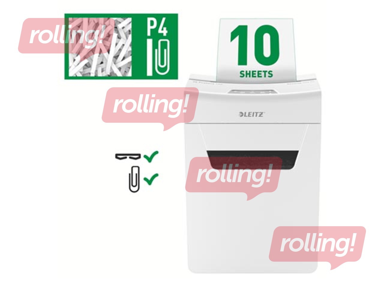 Dokumentu smalcinātājs Leitz IQ Protect Premium Paper Shredder 10X, P4 + DĀVANA! Pērc papīr