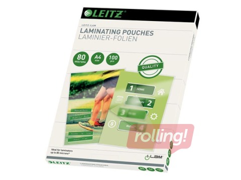 Laminēšanas plēves Leitz, A4, 80 mic., 100 gab.