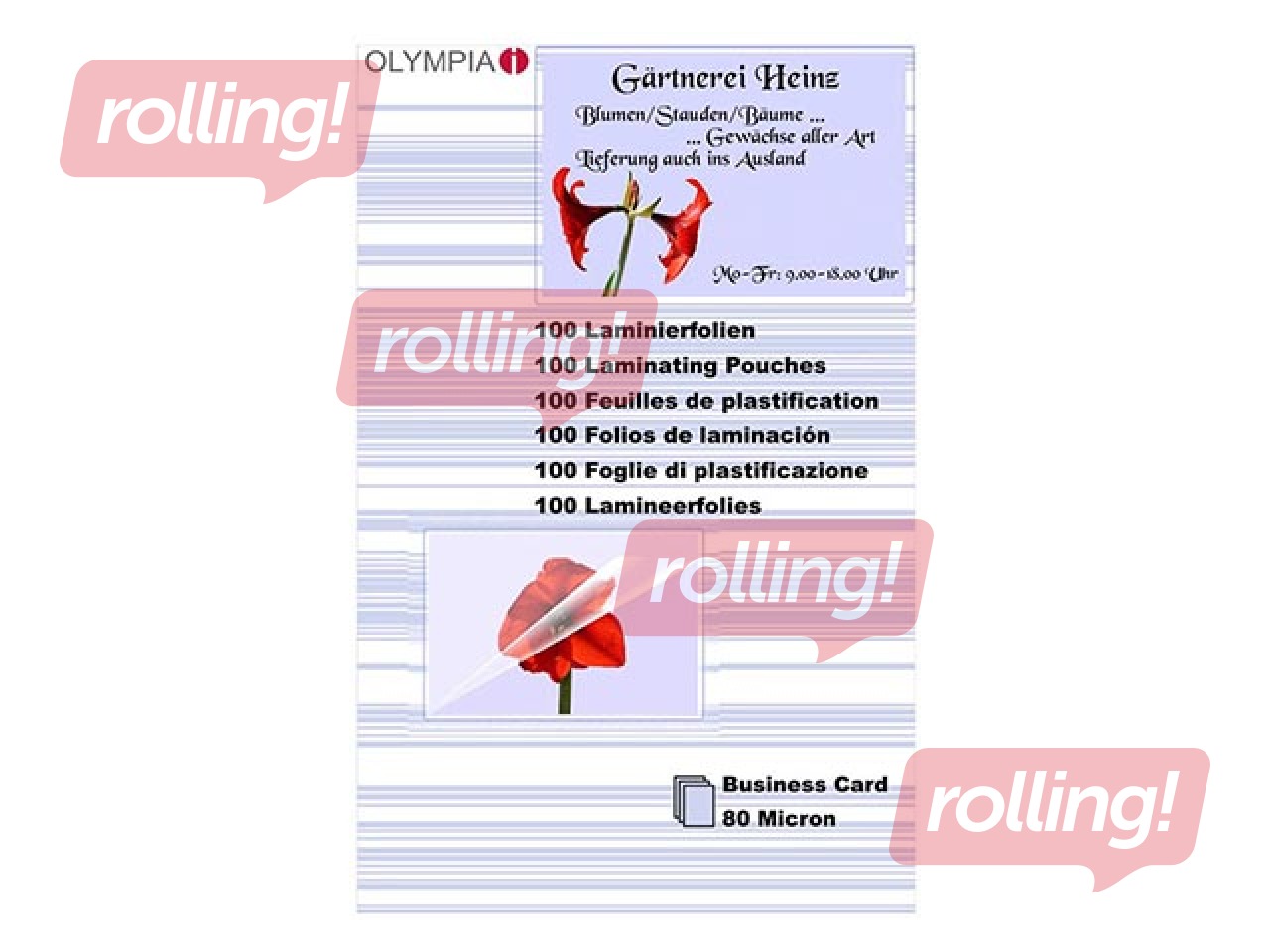 Lamineerimistaskud Olympia Business card (60x95), 80 mic, 100 tk.
