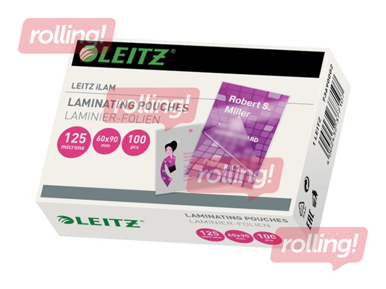 Laminēšanas plēves Leitz 60 x 90 mm, 125mic, 100 gab.