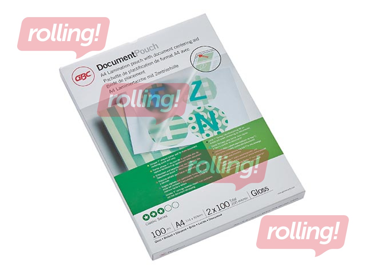 Laminēšanas plēves GBC, A4, 100 mic., glancētas, 100 gab.